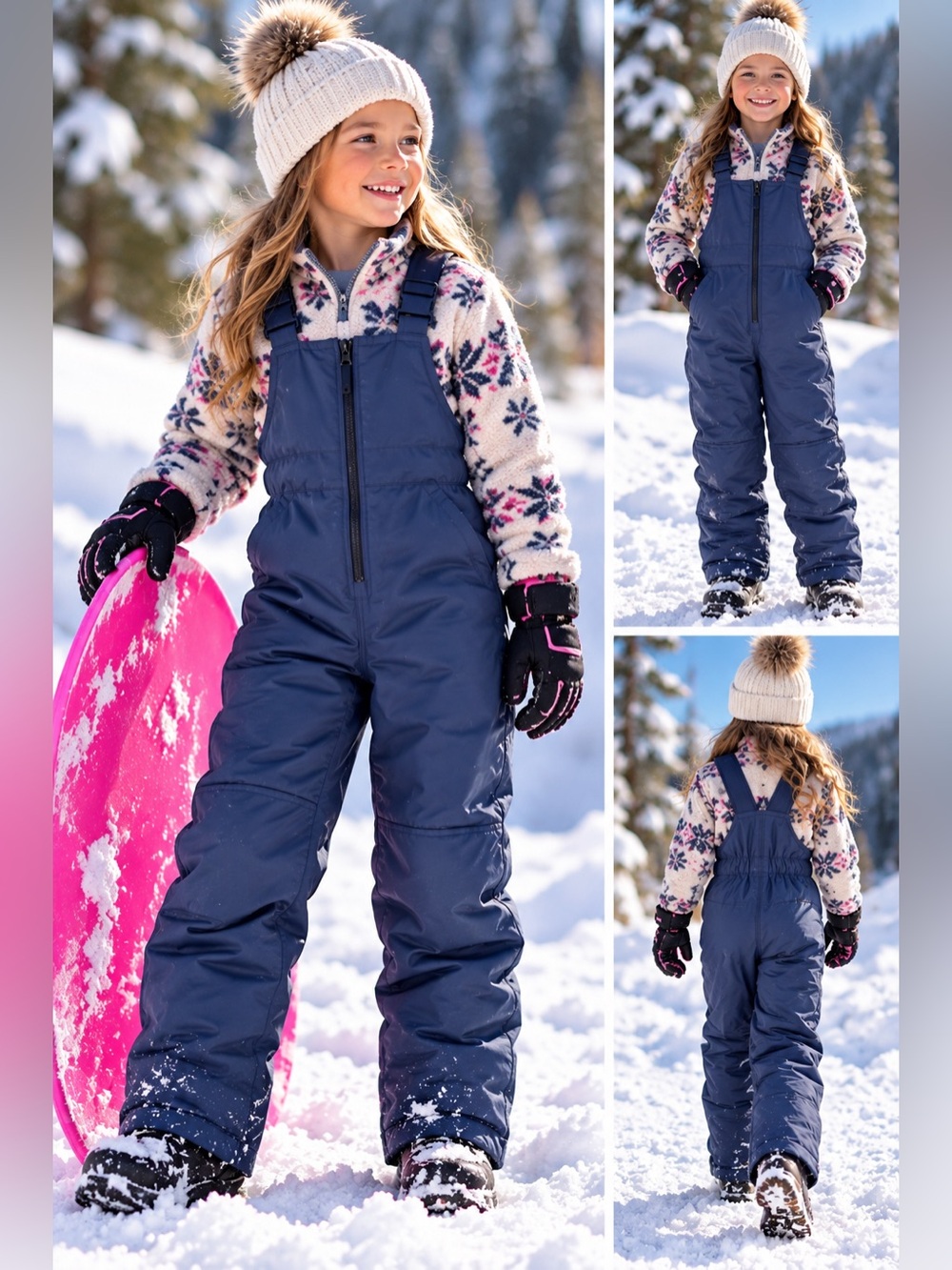 Cat & Jack Navy Kids Insulated Snow Bib Overalls